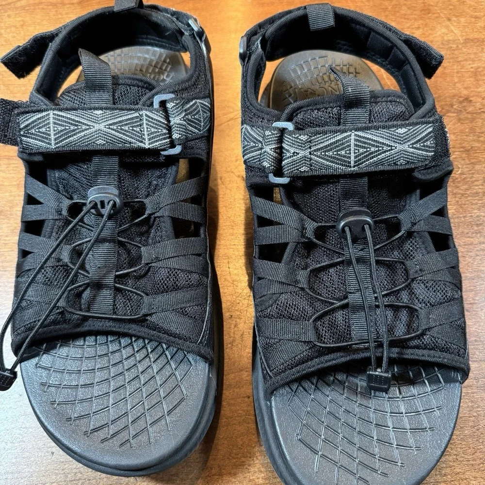 ONCAI Sport Sandals Mens 14 Black Athletic Hiking Strappy‎ Bungee Cord Outdoor